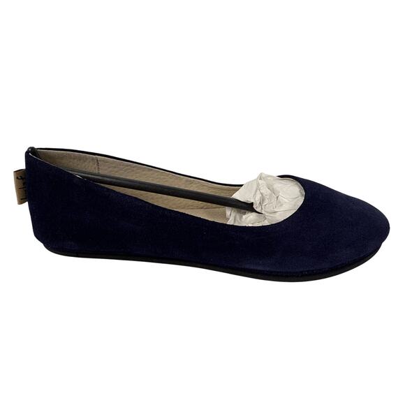 French Sole Fs/NY Sloop Flat Women's 8.5 Suede Navy Italian Slip On Round Toe - Picture 2 of 11